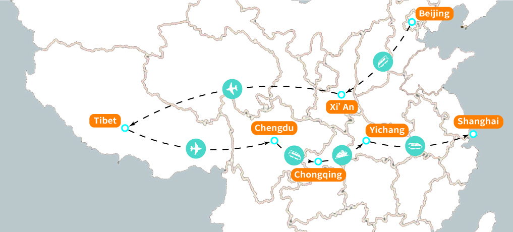 China Ultimate Explore Tour  Map