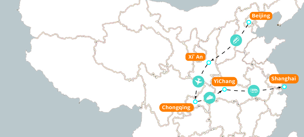 12 Tage Yangtze River Classic Group Tour Map