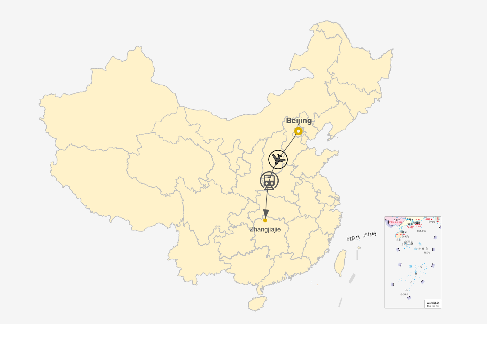Tournée de Pékin à Zhangjiajie Map